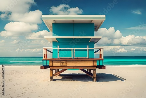 lifeguard hut on the beach photo