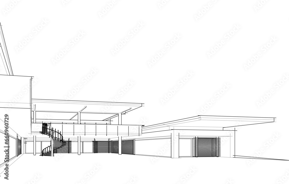 house building sketch architectural 3d illustration house building sketch architectural 3d illustration
