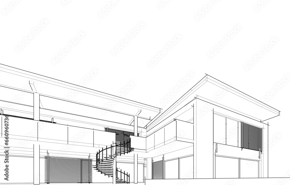 house building sketch architectural 3d illustration