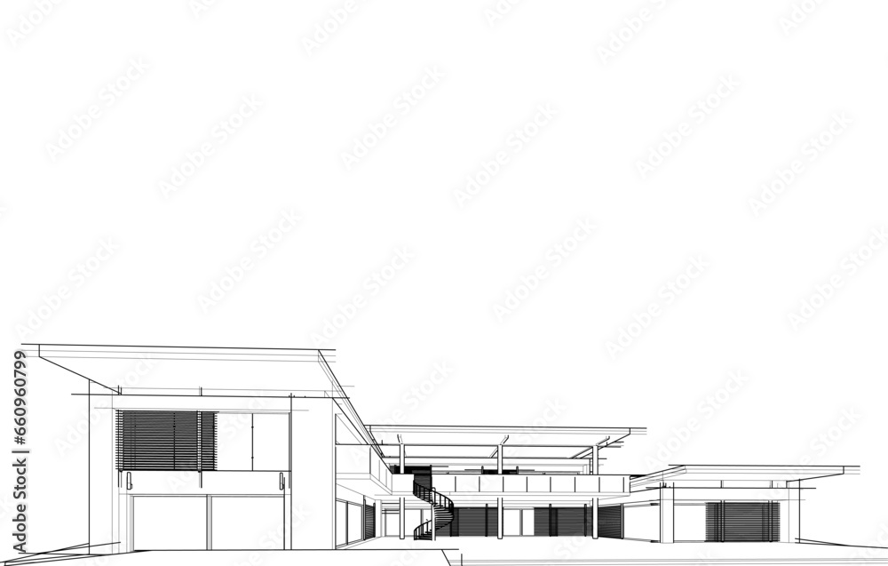 house building sketch architectural 3d illustration