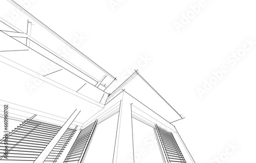 house building sketch architectural 3d illustration