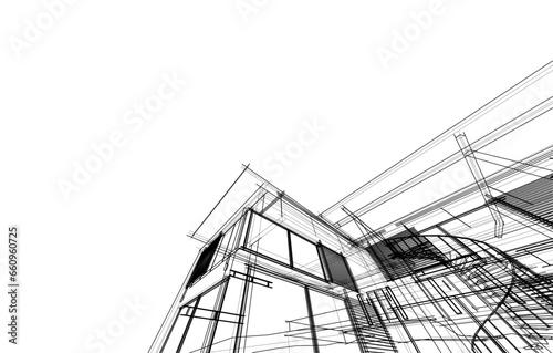 house building sketch architectural 3d illustration