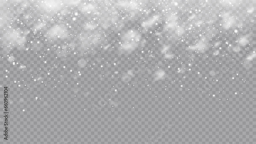 Vector heavy snowfall, snowflakes in different shapes and forms. Snow flakes, snow background. Falling Christmas.  Stock royalty free vector illustration. PNG