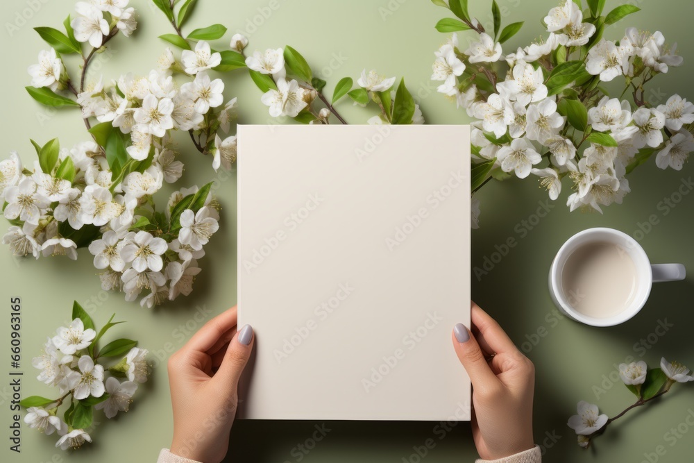 Woman writing poetry in a blank notebook, Generative AI Woman writing poetry in a blank notebook, Generative AI