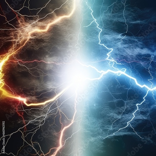 Thunder lightning on dark background. Generative AI