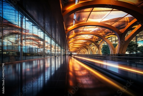 international terminal with a softly blurred backdrop