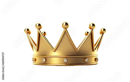 3D golden shining crown on transparent background