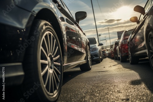 Parking lot filled with cars, a bustling scene of vehicle congestion © Muhammad Shoaib