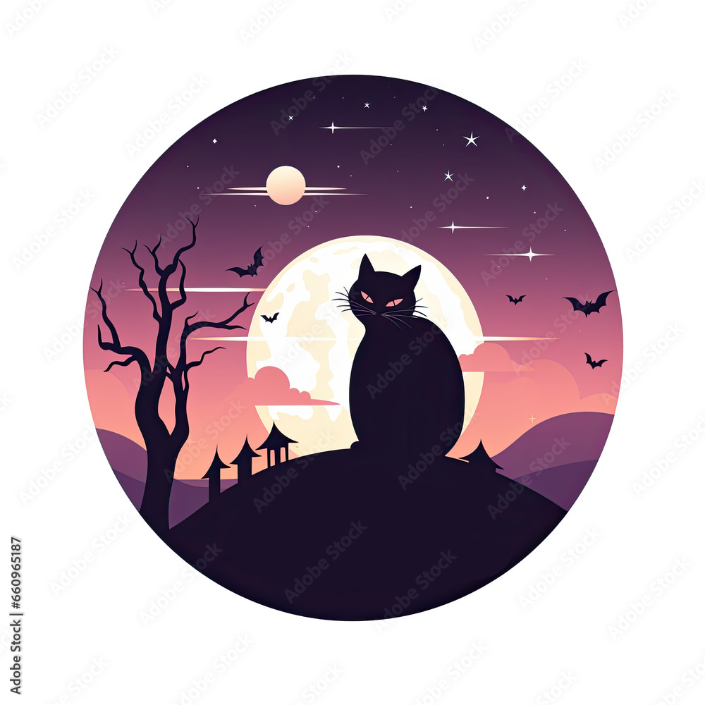 Black cat among the moon by Generative AI Black cat among the moon by Generative AI