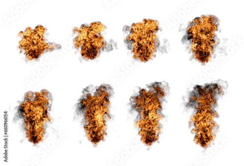 Fire flames Isolated White Background 3D rendering
