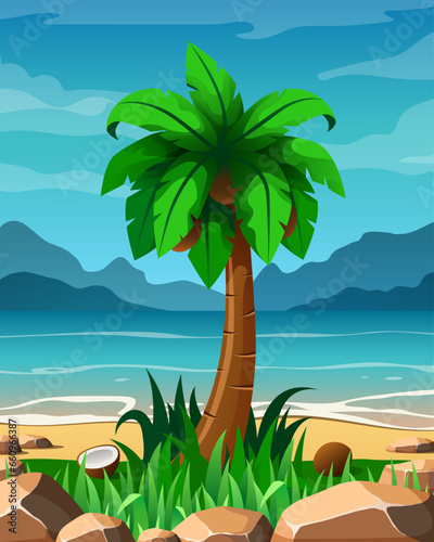 Tropical landscape. Vector illustration.