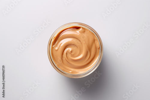 Peanut butter in a jar top view