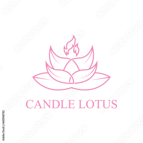 Lotus flower and candle vector logo design idea
