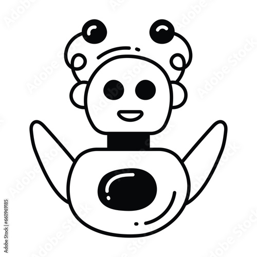 Robot doodle Icon Design illustration. Science and Technology Symbol on White background EPS 10 File