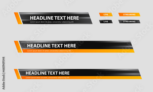 Lower third news vector. Set of lower third bar templates for television, video and media online