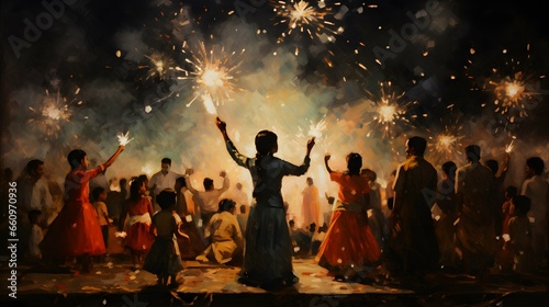 Diwali lights celebration background, hindu festival, india, diya lamp