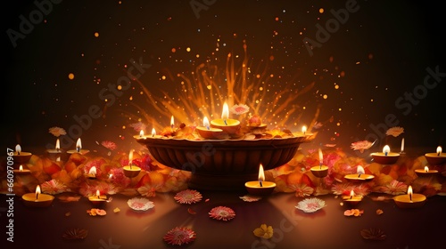 Diwali lights celebration background, hindu festival, india, diya lamp