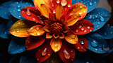 A colorful flower with drops