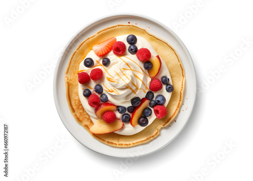 pancakes with berries and greek yogurt