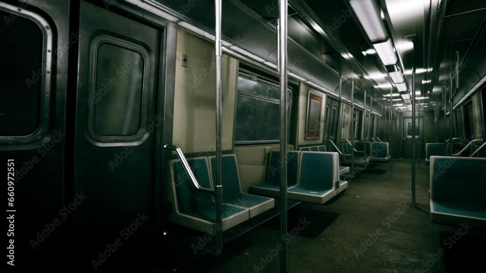 empty metal subway train in urban Chicago