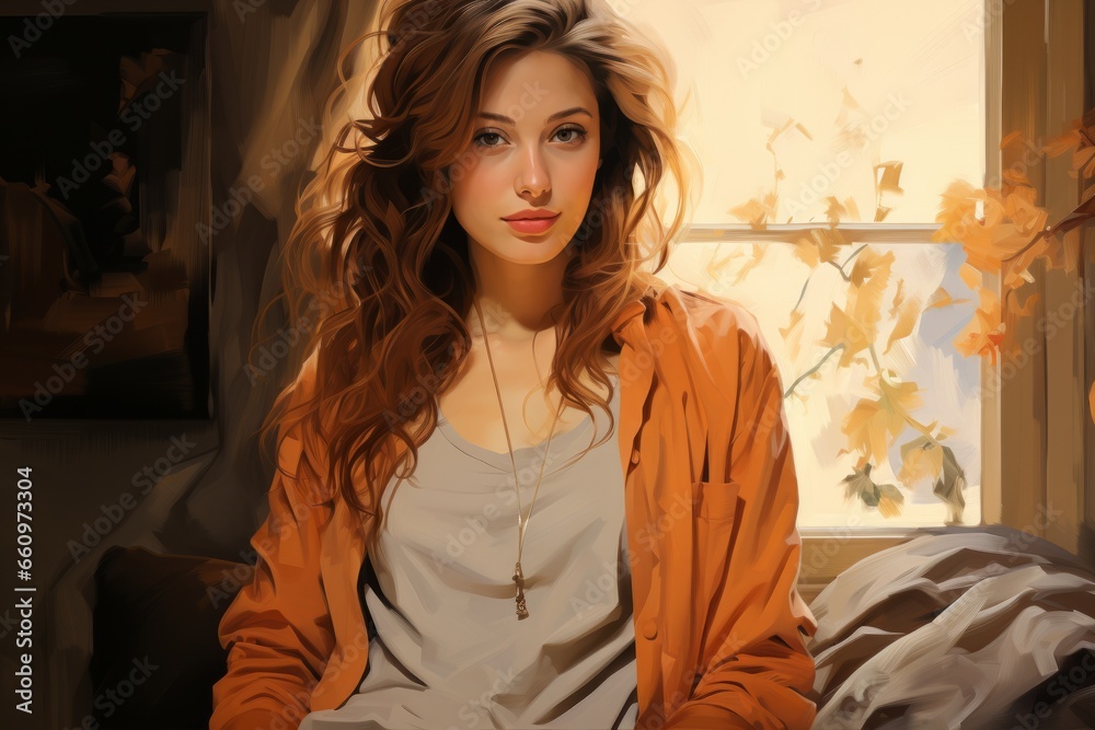 Figuration libre-inspired artwork featuring a pregnant woman in a cardigan, showcasing the beauty of motherhood, Generative AI Figuration libre-inspired artwork featuring a pregnant woman in a cardigan, showcasing the beauty of motherhood, Generative AI