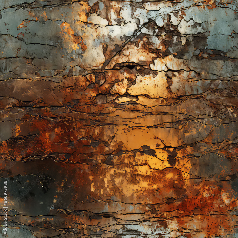 Obraz premium Seamless grunge metal and gold texture pattern, technology background