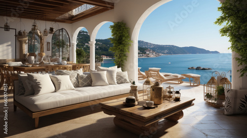 Luxurious home interior with soft sofa