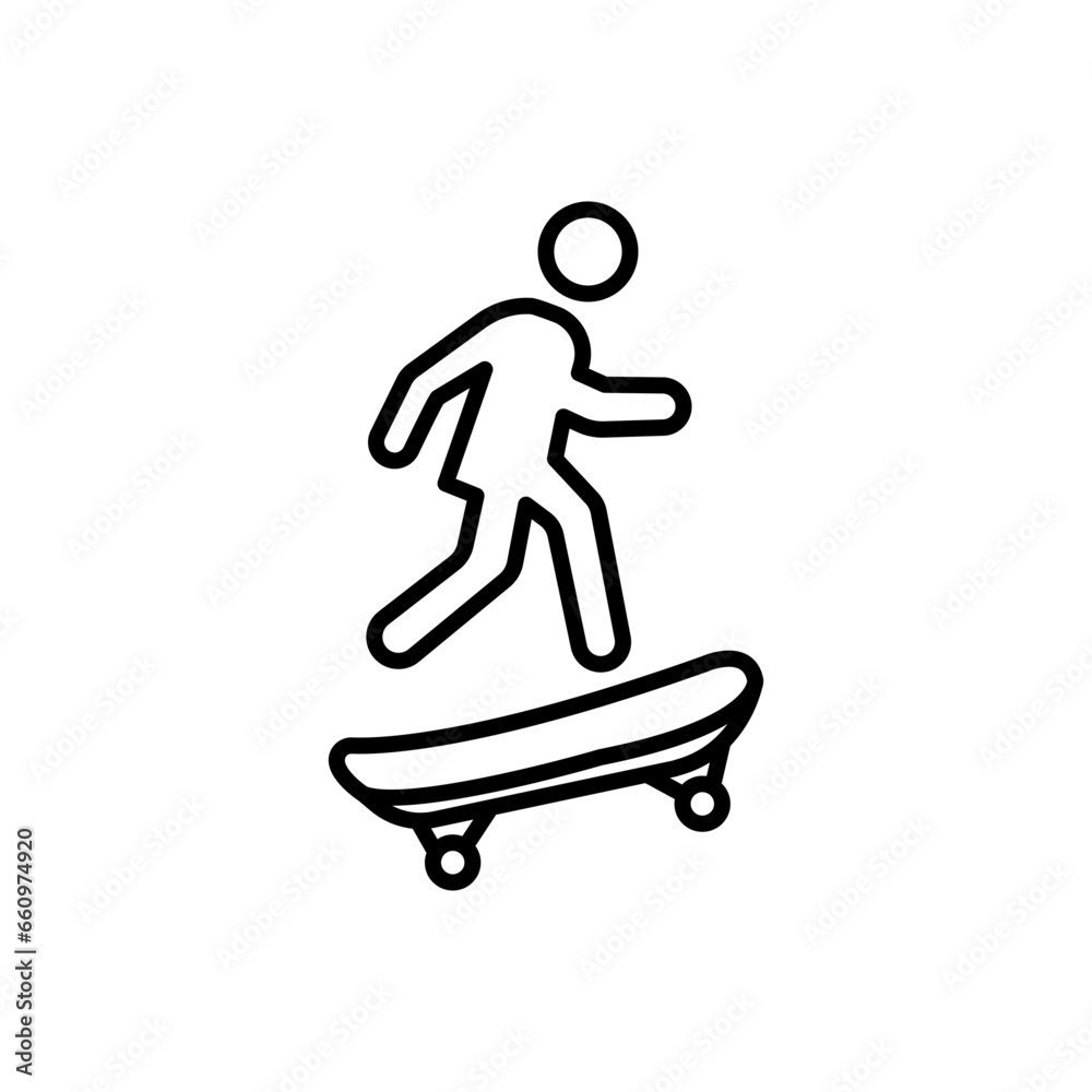 Fototapeta premium Man riding Skateboarding icon. man riding Skateboarding linear symbol design from People collection. Simple outline element vector illustration on white background.