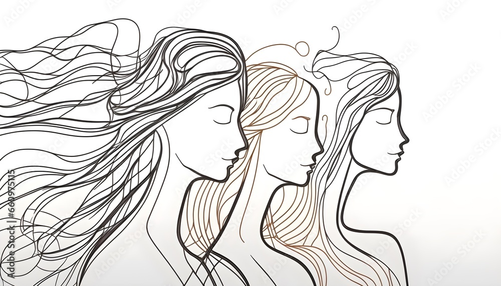 Graphic continuous line design Celebrating International Womens Day unreal engine 4k 8k 