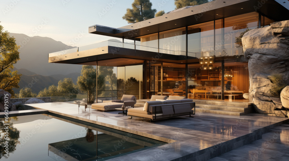 Fototapeta premium luxurious house with forest view