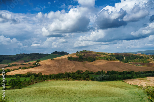 Rural landscape in Val d Orcia, Tuscany, at summer photo