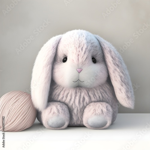 small cotton bunny with pink ears cute fluffy 