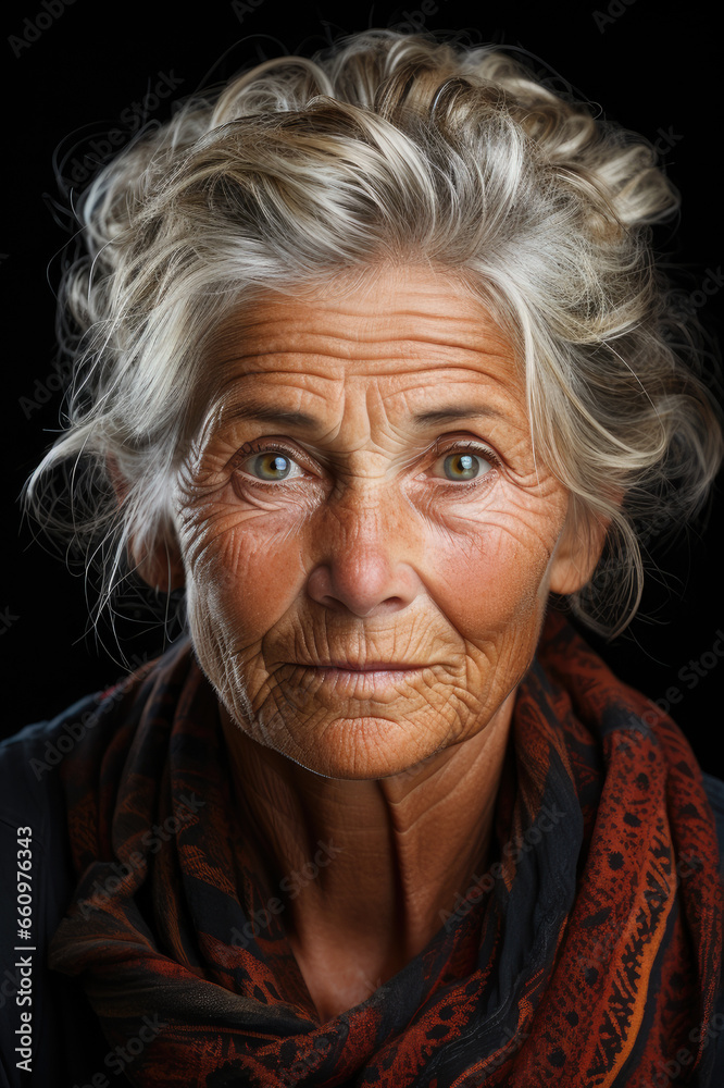 Generative ai illustration of  Wonderful elderly women face