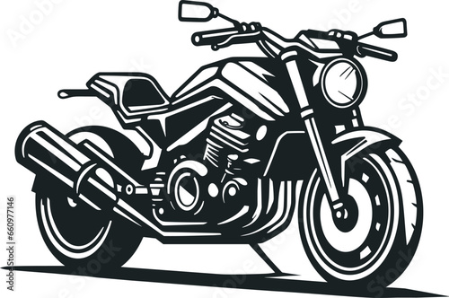 Silhouette of motorcycle, Motorbike Icon Vector Logo Template. Flat style. Side view, Motorcycle outline black silhouette