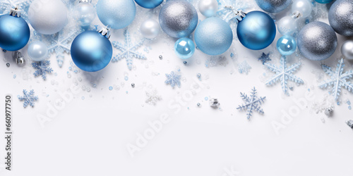 Christmas background with decorations on white board