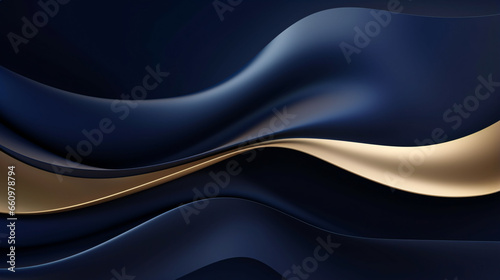 Gold and dark blue abstract waves background