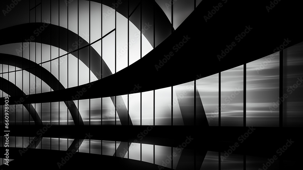 Obraz premium modern curve building room in the dark