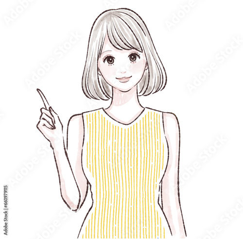 説明をする女性のイラスト