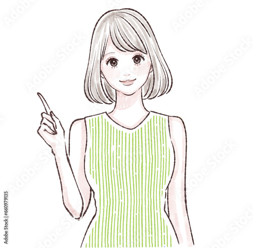 説明をする女性のイラスト