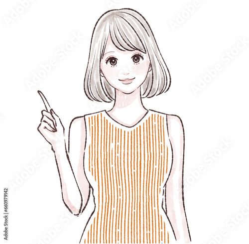 説明をする女性のイラスト