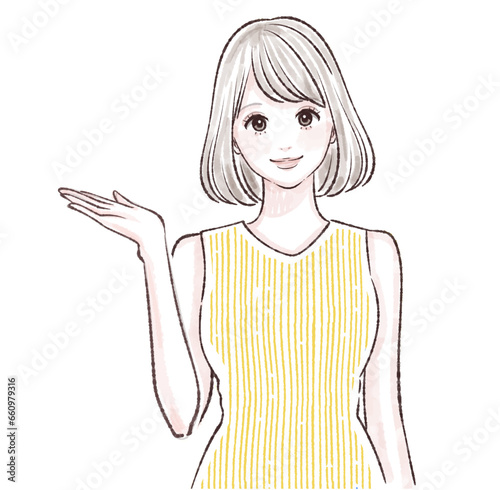 説明をする女性のイラスト