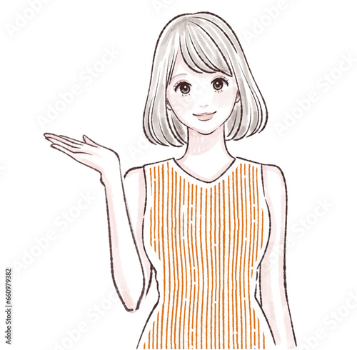 説明をする女性のイラスト