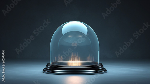 Empty glass dome transparent hemisphere cover