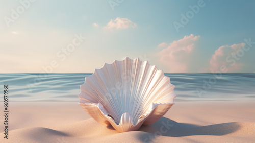 Empty open seashell 3d rendering