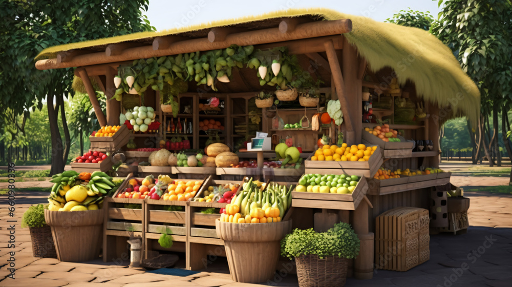 Food market kiosk farmers shop farm food stall