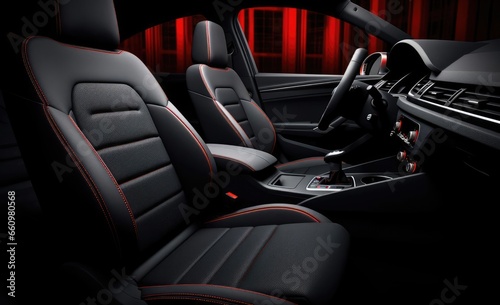 Red and black interior of a car © cherezoff