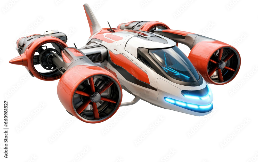 3D Futuristic VTOL Aircraft on isolated background