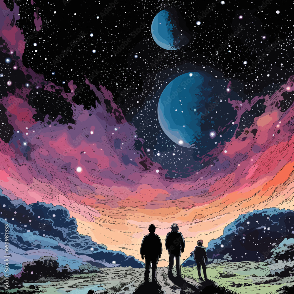 Fototapeta premium journey into space comic style