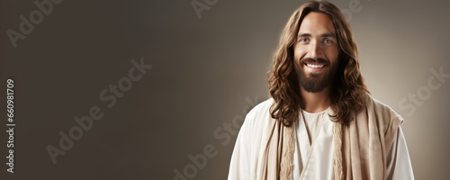 portrait of a smiling Jesus banner  © lublubachka
