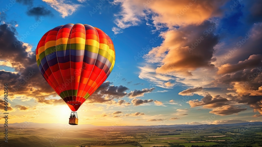 Fototapeta premium Beautiful hot air balloons flying in the fantastic colorful sky